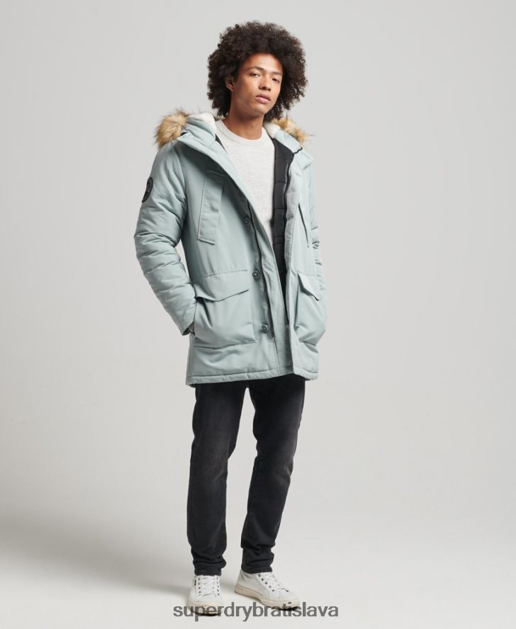 Superdry muži Everest parka z umelej kožušiny s kapucňou 6B4ZTR1007 oblečenie svetlo modrá