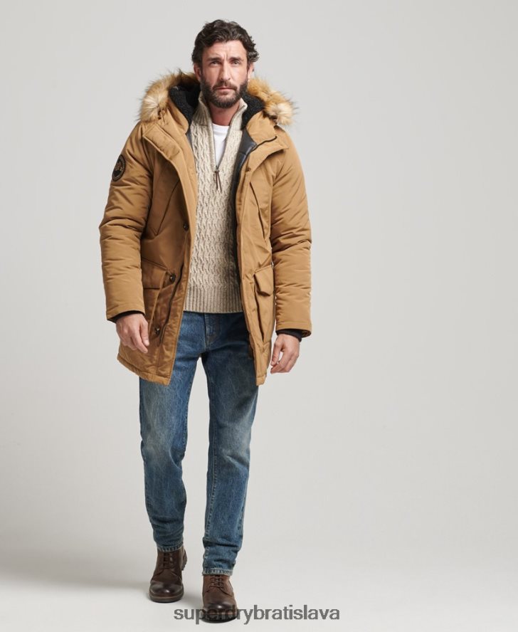 Superdry muži Everest parka z umelej kožušiny s kapucňou 6B4ZTR1008 oblečenie hnedá