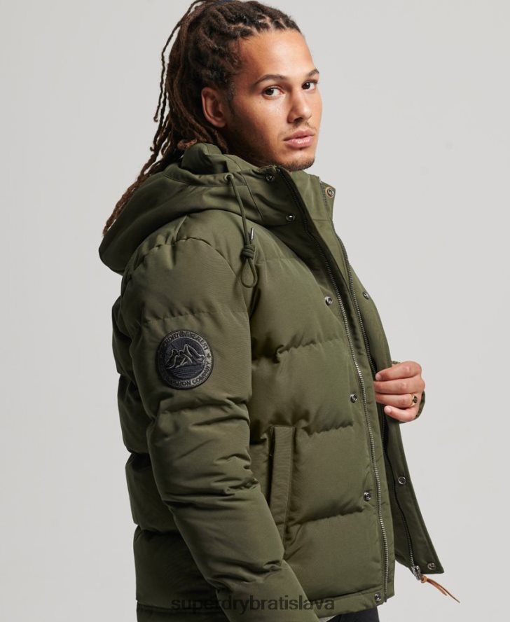 Superdry muži Everest puffer bunda s kapucňou 6B4ZTR1077 oblečenie zelená