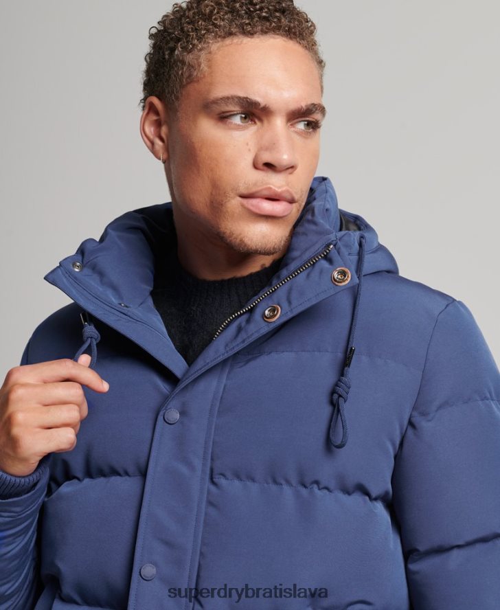 Superdry muži Everest puffer bunda s kapucňou 6B4ZTR1129 oblečenie námorníctvo