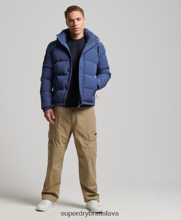 Superdry muži Everest puffer bunda s kapucňou 6B4ZTR1129 oblečenie námorníctvo
