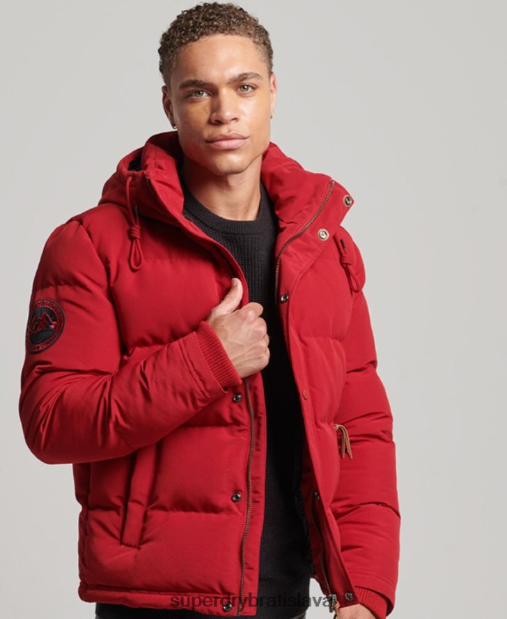 Superdry muži Everest puffer bunda s kapucňou 6B4ZTR1135 oblečenie červená