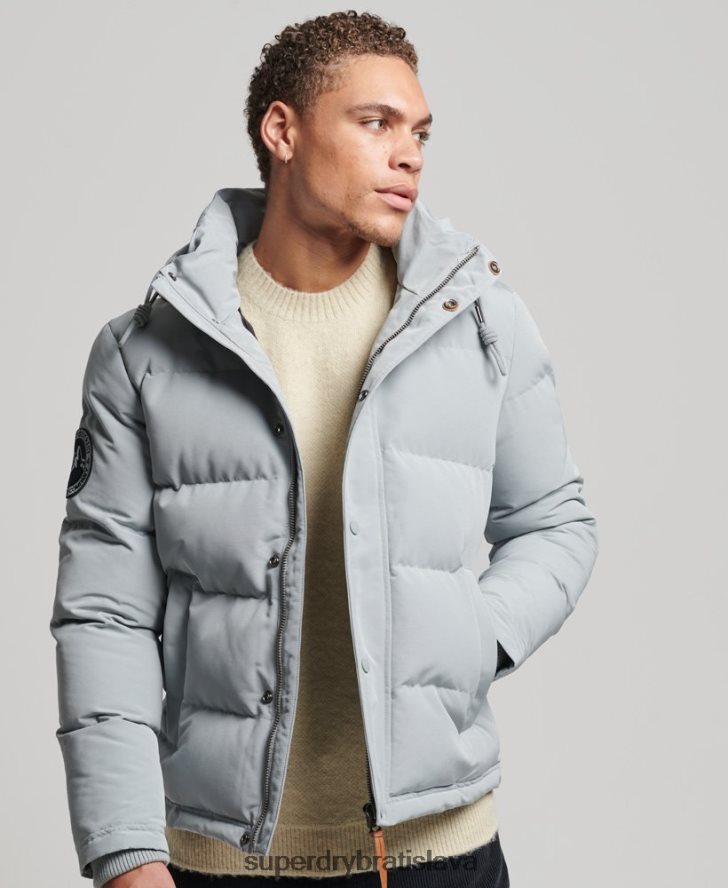 Superdry muži Everest puffer bunda s kapucňou 6B4ZTR1158 oblečenie svetlo modrá
