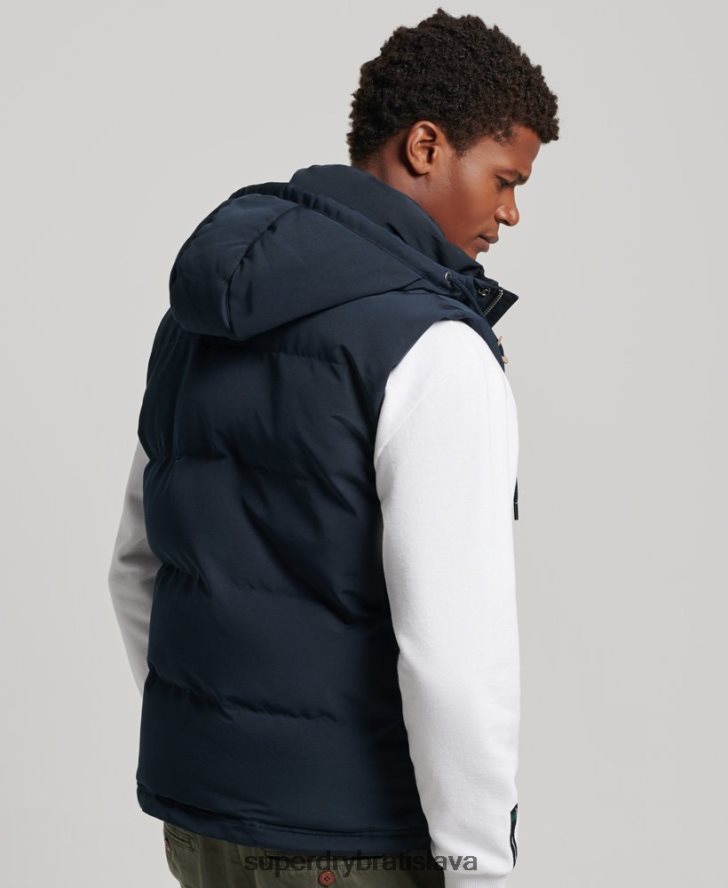 Superdry muži Everest puffer vesta s kapucňou 6B4ZTR1024 oblečenie námorníctvo