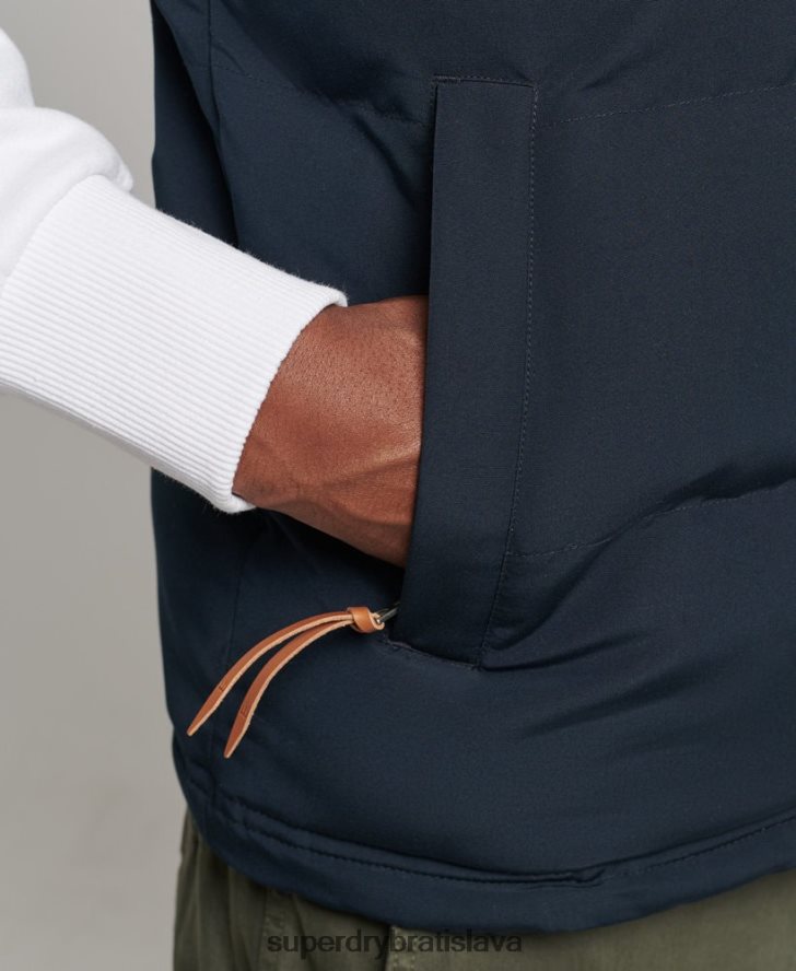 Superdry muži Everest puffer vesta s kapucňou 6B4ZTR1024 oblečenie námorníctvo