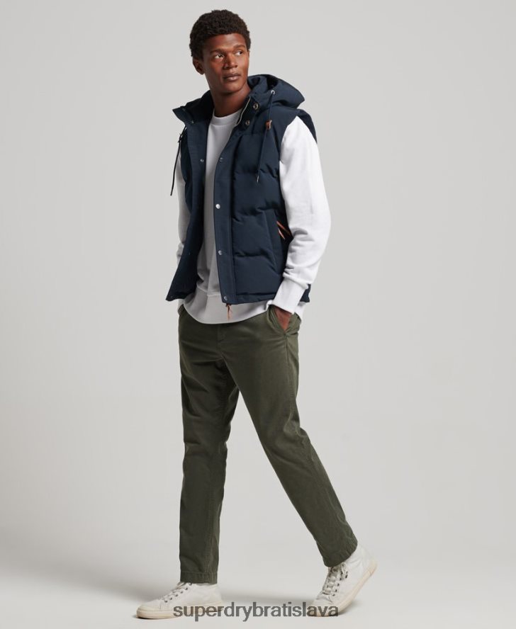 Superdry muži Everest puffer vesta s kapucňou 6B4ZTR1024 oblečenie námorníctvo