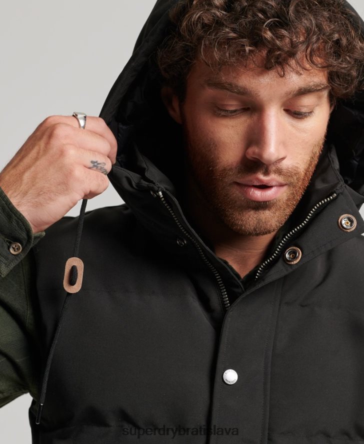 Superdry muži Everest puffer vesta s kapucňou 6B4ZTR929 oblečenie čierna