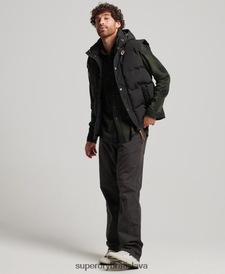 Superdry muži Everest puffer vesta s kapucňou 6B4ZTR929 oblečenie čierna