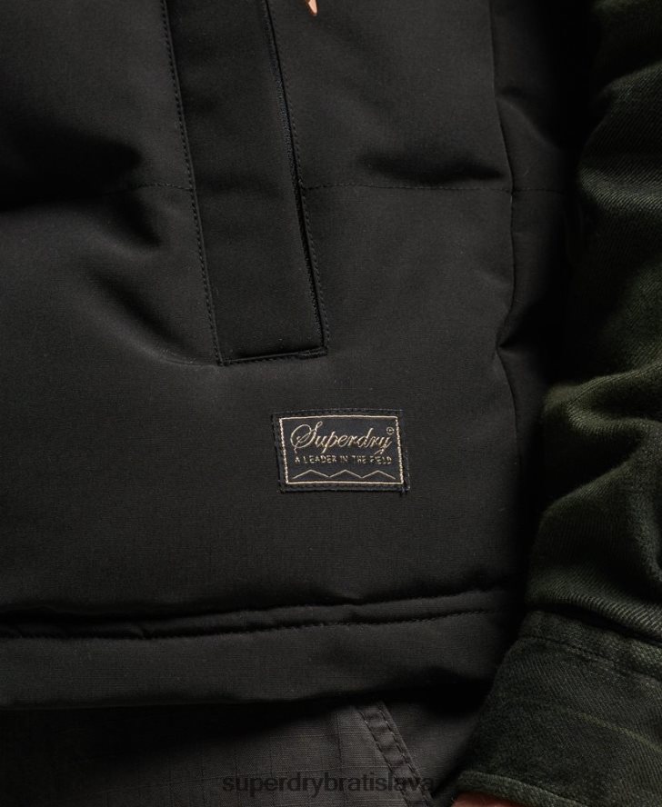 Superdry muži Everest puffer vesta s kapucňou 6B4ZTR929 oblečenie čierna