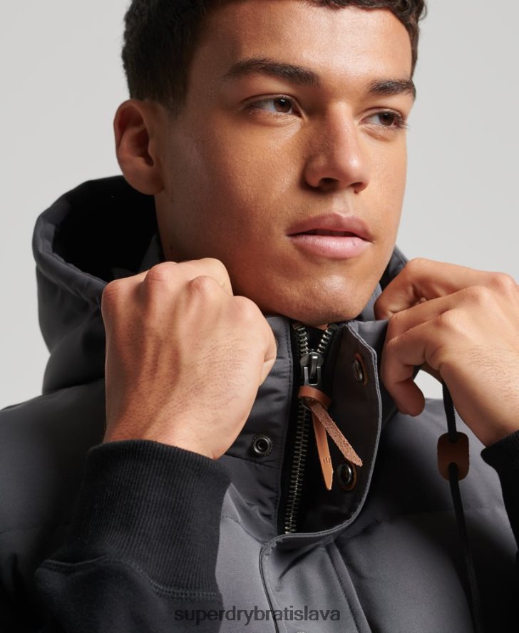 Superdry muži Everest puffer vesta s kapucňou 6B4ZTR963 oblečenie tmavošedý