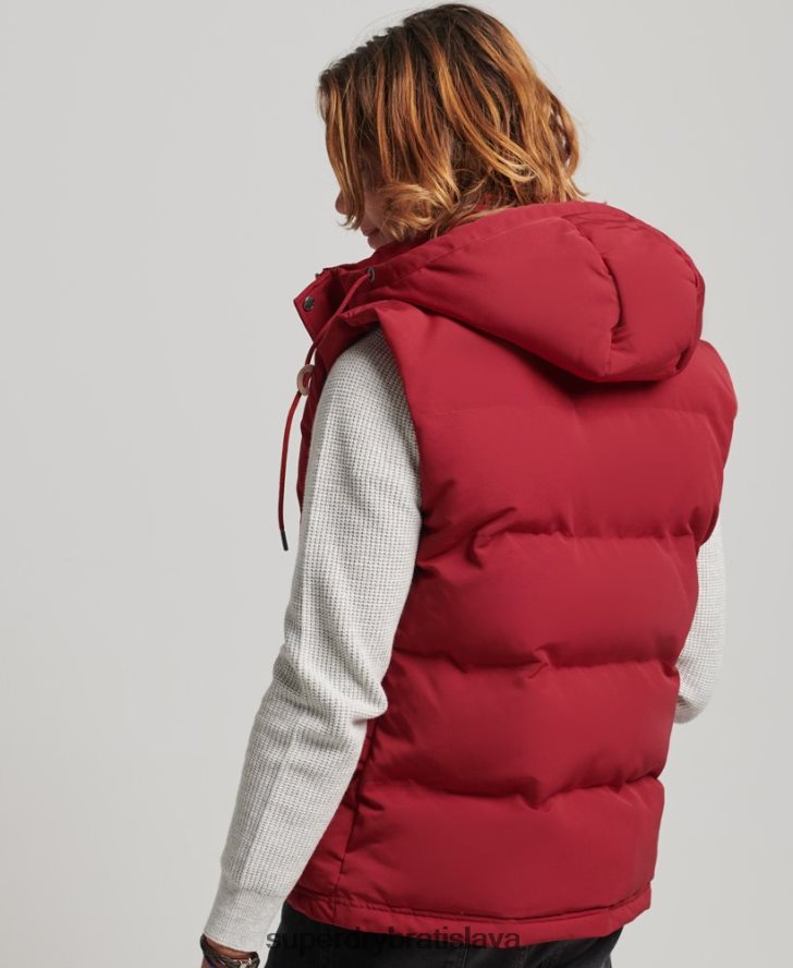 Superdry muži Everest puffer vesta s kapucňou 6B4ZTR984 oblečenie červená