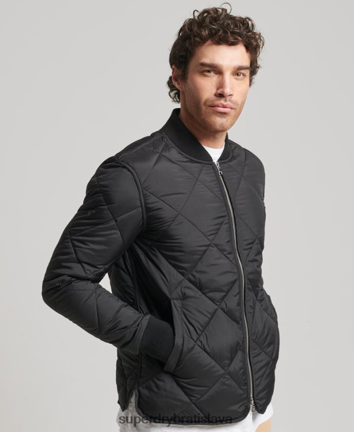 Superdry muži Studios ľahká prešívaná bunda 6B4ZTR4464 oblečenie čierna