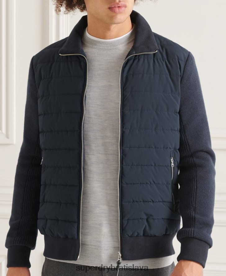 Superdry muži Studios polstrovaná pletená bunda 6B4ZTR1034 oblečenie námorníctvo