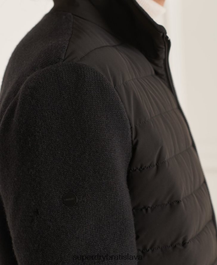 Superdry muži Studios polstrovaná pletená bunda 6B4ZTR1125 oblečenie čierna