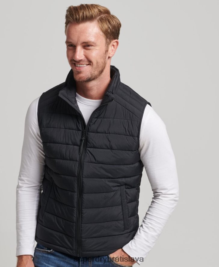 Superdry muži ľahká polstrovaná vesta 6B4ZTR4435 oblečenie čierna