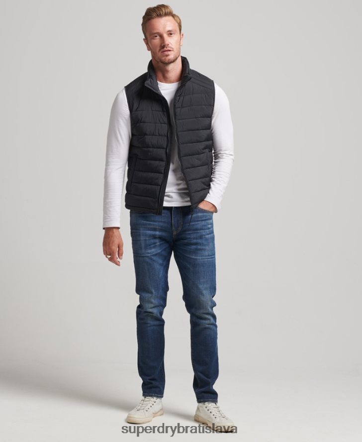 Superdry muži ľahká polstrovaná vesta 6B4ZTR4435 oblečenie čierna