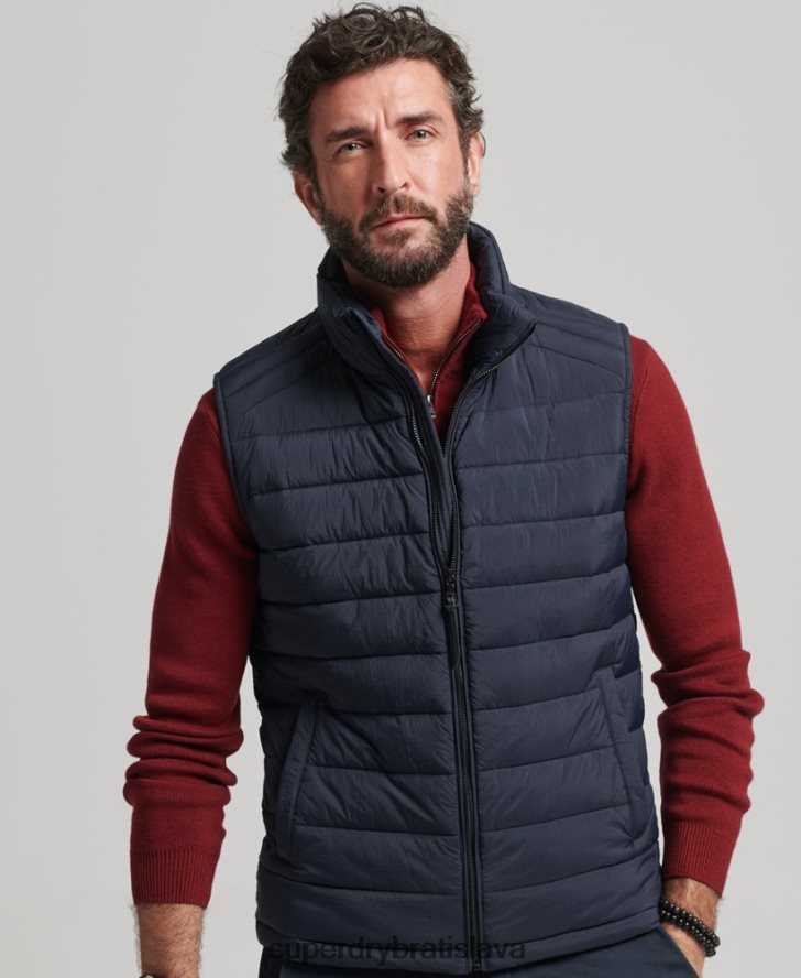 Superdry muži ľahká polstrovaná vesta 6B4ZTR4590 oblečenie námorníctvo