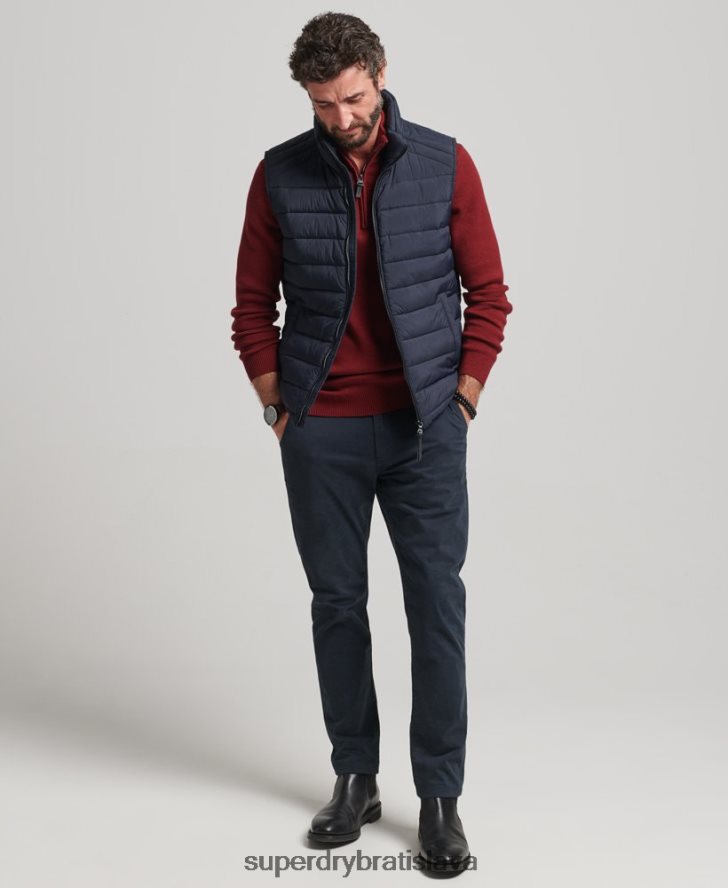Superdry muži ľahká polstrovaná vesta 6B4ZTR4590 oblečenie námorníctvo