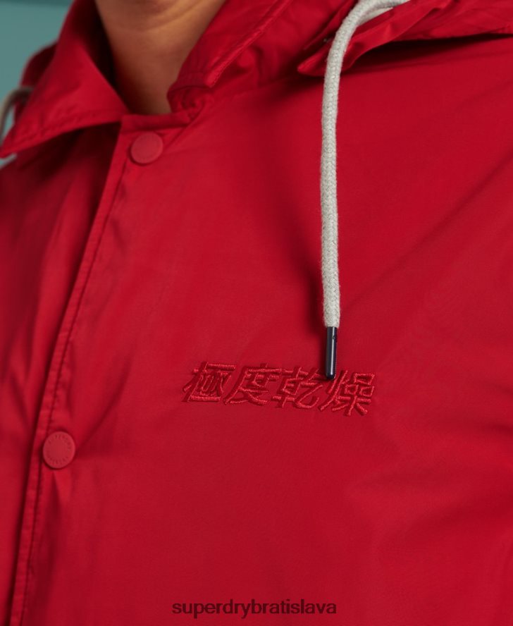 Superdry muži bejzbalová trénerská bunda s kapucňou 6B4ZTR1200 oblečenie červená