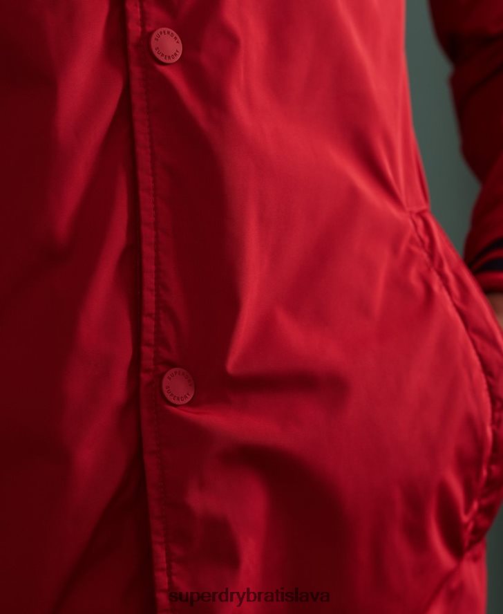 Superdry muži bejzbalová trénerská bunda s kapucňou 6B4ZTR1200 oblečenie červená