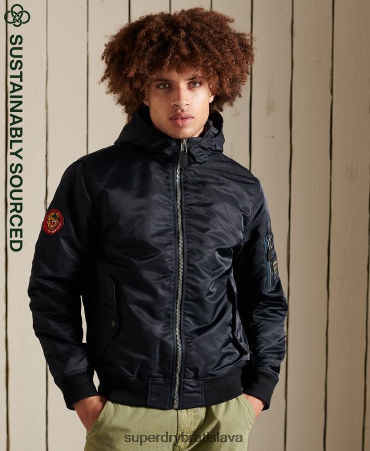 Superdry muži bomber bunda ma1 s kapucňou 6B4ZTR4658 oblečenie námorníctvo
