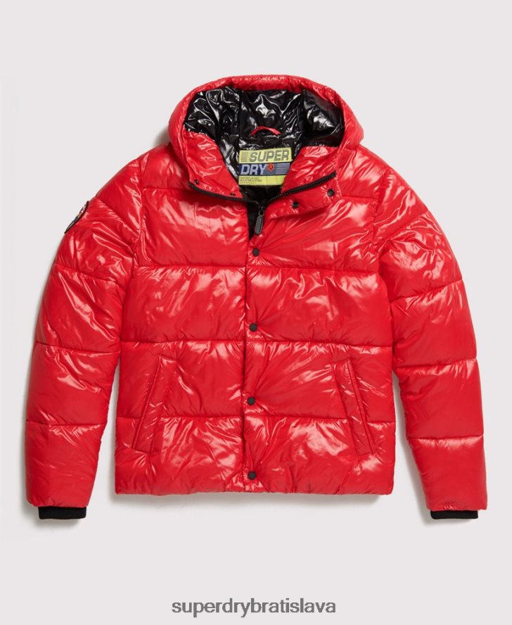 Superdry muži bomber bunda s vysokým leskom 6B4ZTR1163 oblečenie červená