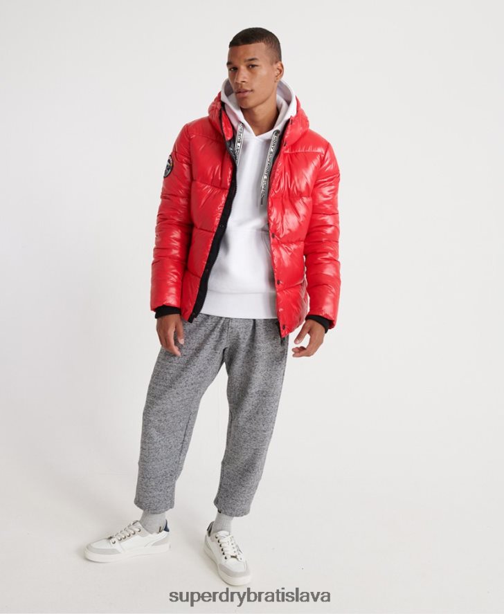 Superdry muži bomber bunda s vysokým leskom 6B4ZTR1163 oblečenie červená