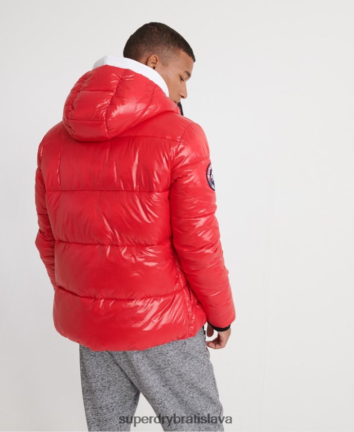Superdry muži bomber bunda s vysokým leskom 6B4ZTR1163 oblečenie červená