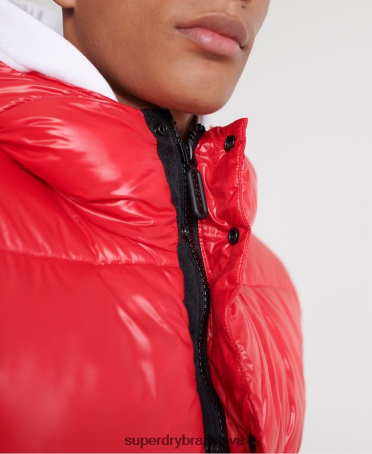 Superdry muži bomber bunda s vysokým leskom 6B4ZTR1163 oblečenie červená