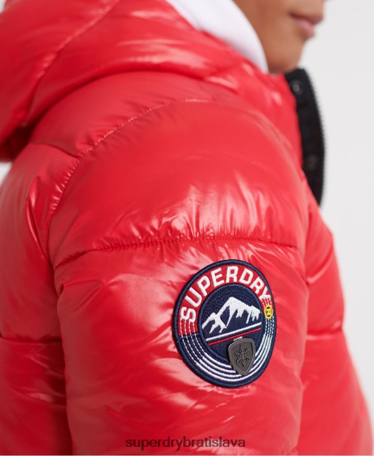 Superdry muži bomber bunda s vysokým leskom 6B4ZTR1163 oblečenie červená