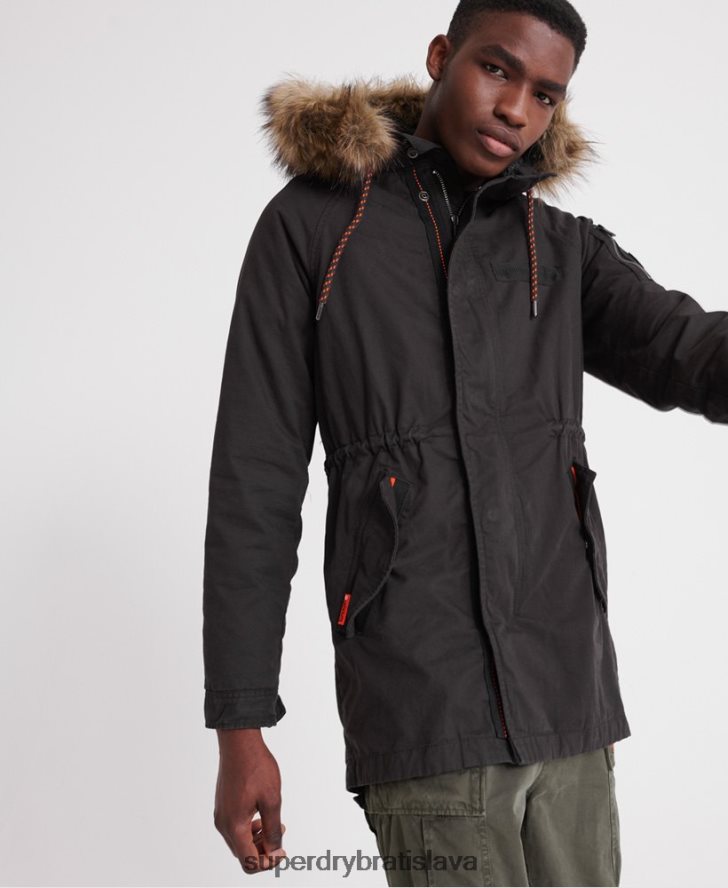 Superdry muži bunda horského nováčika aviator parka 6B4ZTR4605 oblečenie čierna