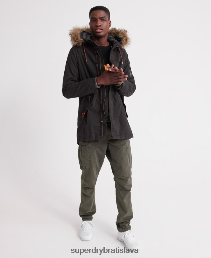 Superdry muži bunda horského nováčika aviator parka 6B4ZTR4605 oblečenie čierna