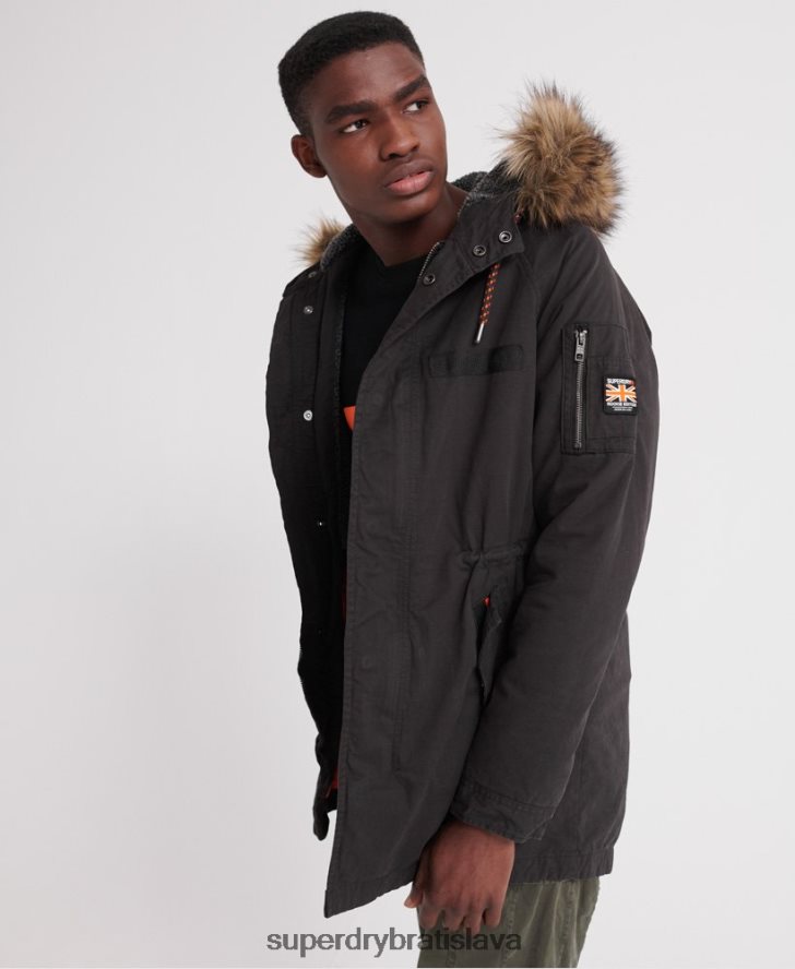 Superdry muži bunda horského nováčika aviator parka 6B4ZTR4605 oblečenie čierna