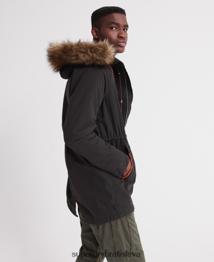 Superdry muži bunda horského nováčika aviator parka 6B4ZTR4605 oblečenie čierna