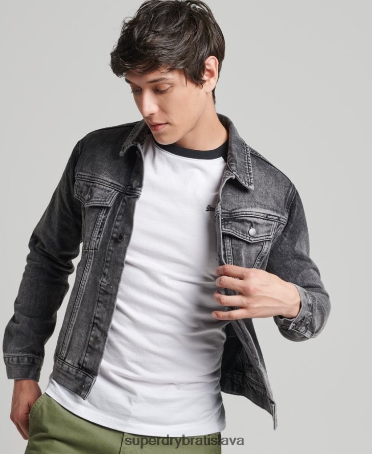 Superdry muži cestná bunda trucker 6B4ZTR4530 oblečenie čierna