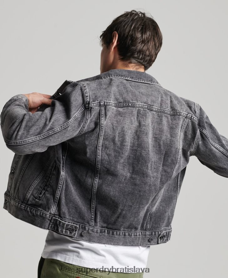 Superdry muži cestná bunda trucker 6B4ZTR4530 oblečenie čierna