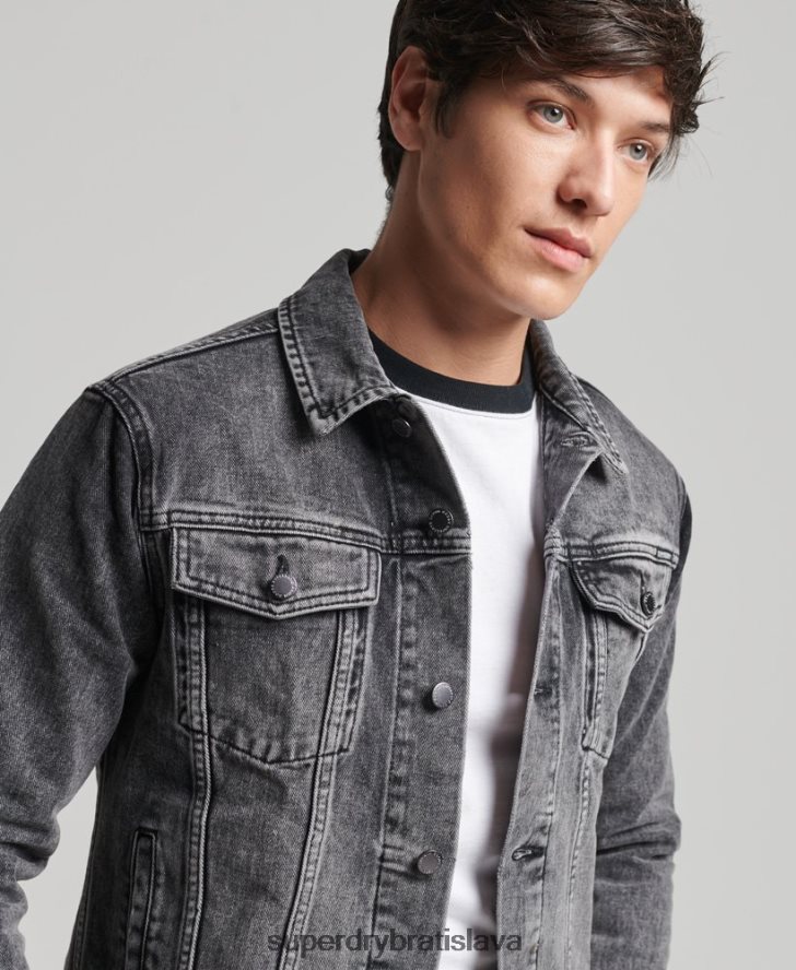 Superdry muži cestná bunda trucker 6B4ZTR4530 oblečenie čierna