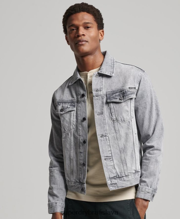Superdry muži cestná bunda trucker 6B4ZTR4745 oblečenie sivá