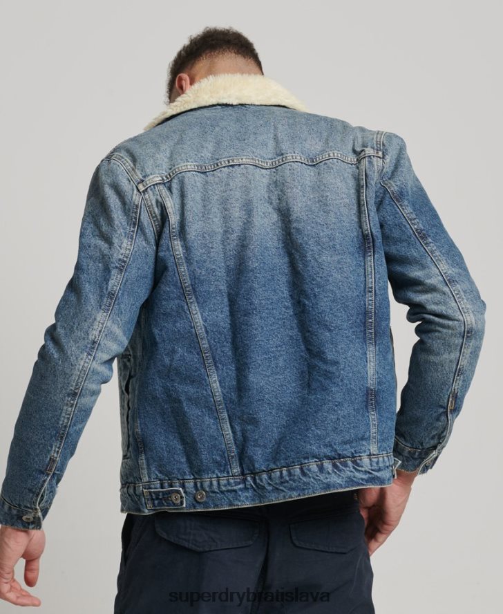 Superdry muži džínsová šerpa bunda 6B4ZTR4437 oblečenie Modrá