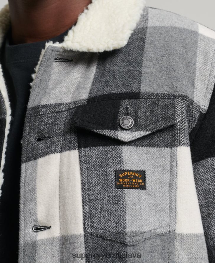 Superdry muži diaľničná vlnená šerpa trucker bunda 6B4ZTR4671 oblečenie čierna