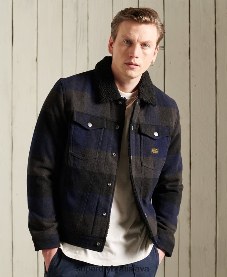 Superdry muži diaľničná vlnená šerpa trucker bunda 6B4ZTR4683 oblečenie námorníctvo