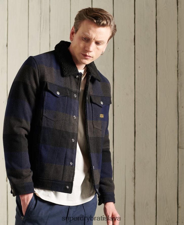 Superdry muži diaľničná vlnená šerpa trucker bunda 6B4ZTR4683 oblečenie námorníctvo