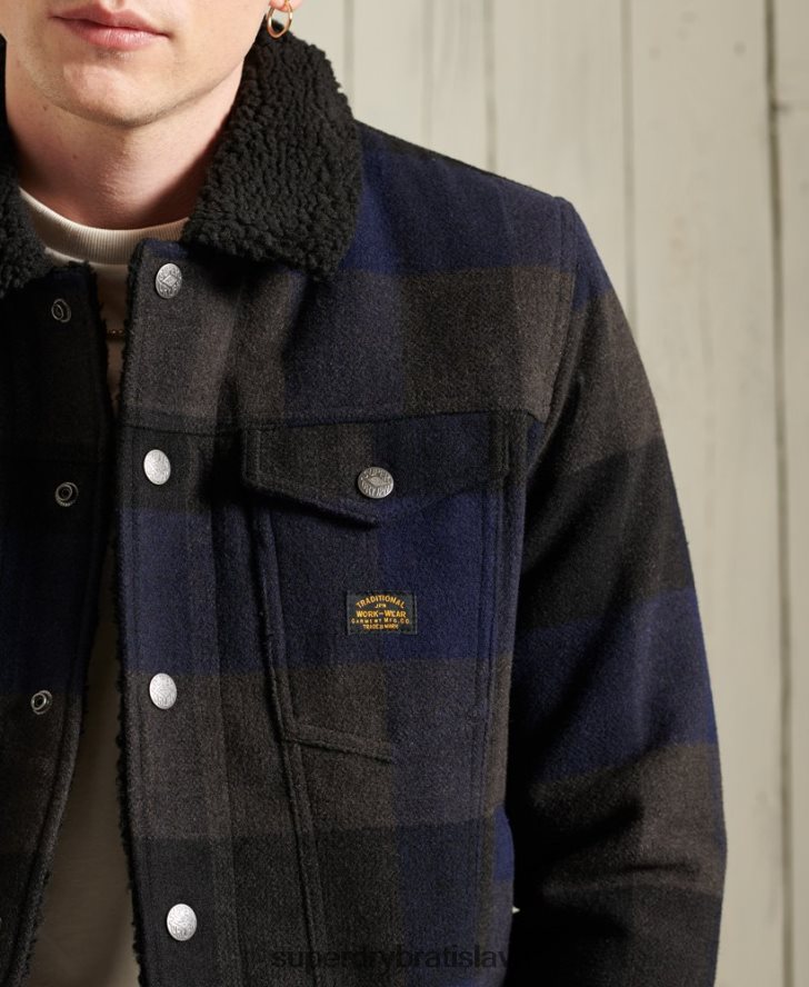Superdry muži diaľničná vlnená šerpa trucker bunda 6B4ZTR4683 oblečenie námorníctvo