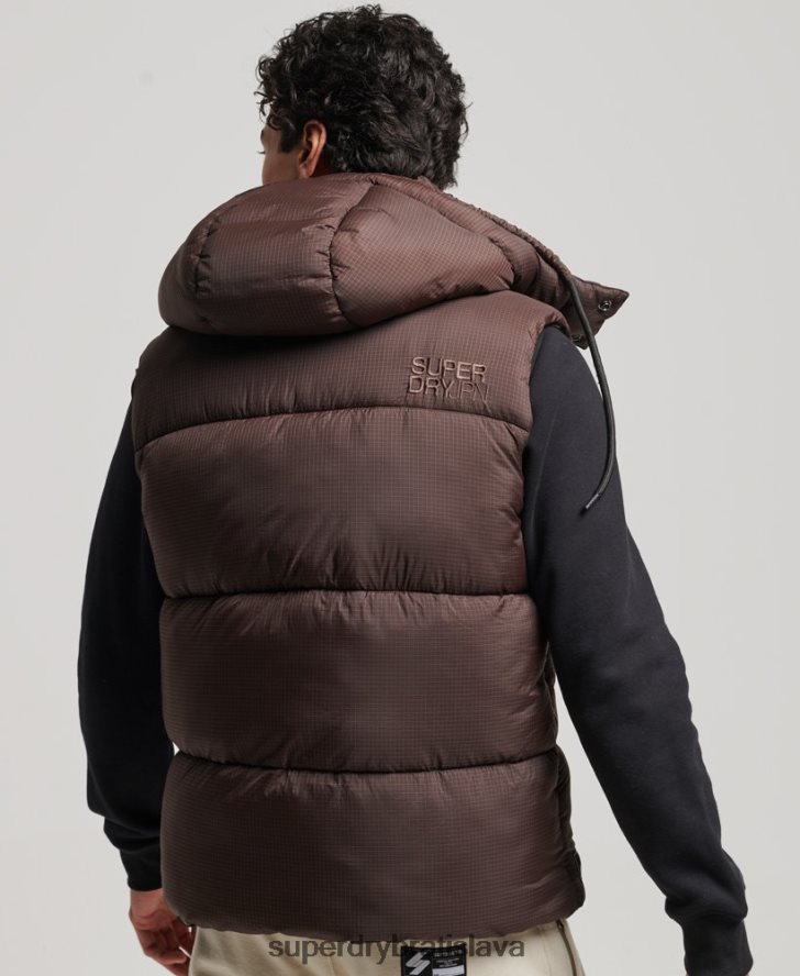 Superdry muži dotyková krátka vystužená vesta 6B4ZTR958 oblečenie hnedá
