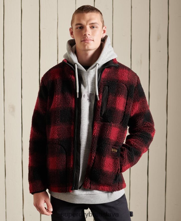 Superdry muži šerpa pracovná bunda 6B4ZTR4744 oblečenie červená