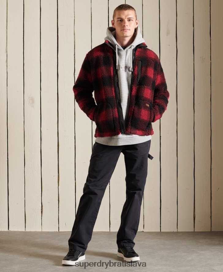 Superdry muži šerpa pracovná bunda 6B4ZTR4744 oblečenie červená