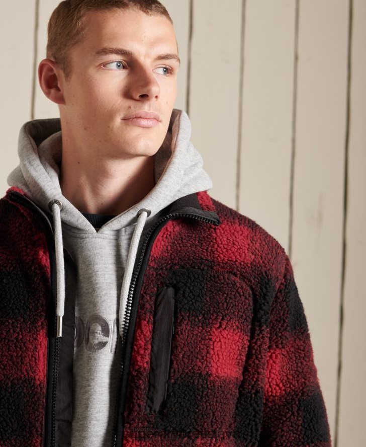 Superdry muži šerpa pracovná bunda 6B4ZTR4744 oblečenie červená