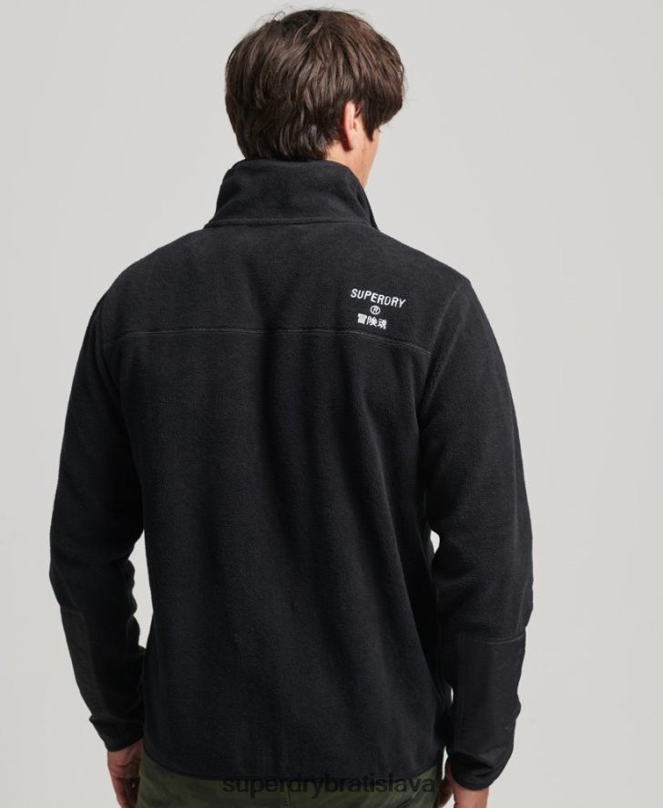 Superdry muži fleecová bunda na zips s logom 6B4ZTR4996 oblečenie čierna
