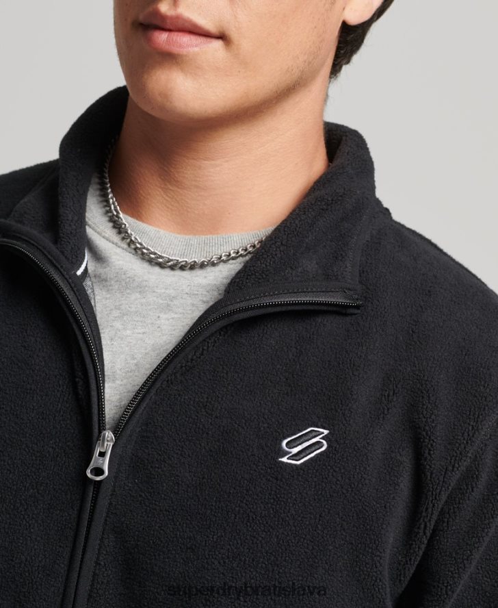 Superdry muži fleecová bunda na zips s logom 6B4ZTR4996 oblečenie čierna