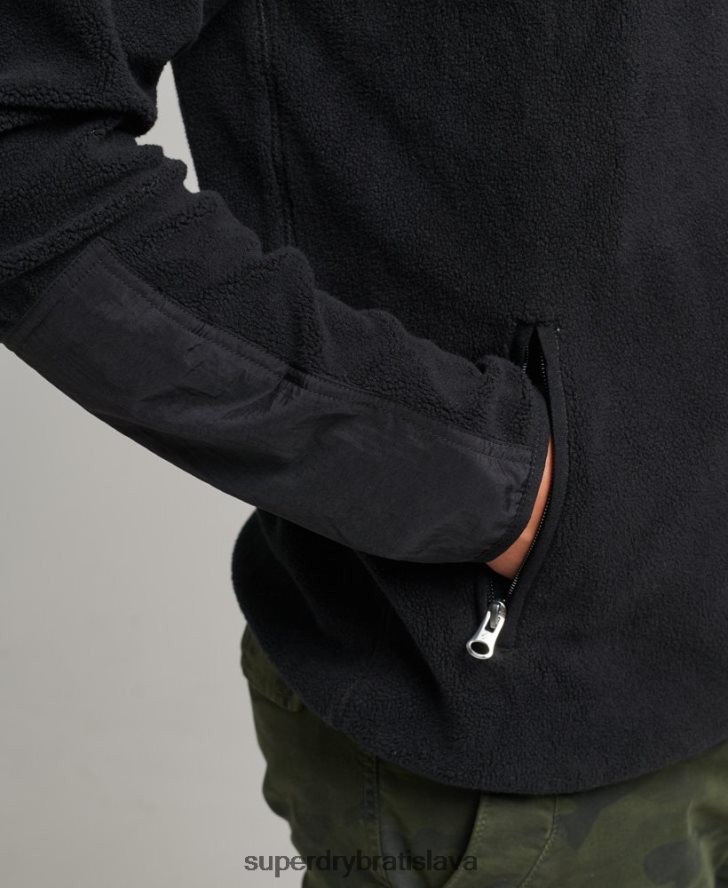 Superdry muži fleecová bunda na zips s logom 6B4ZTR4996 oblečenie čierna